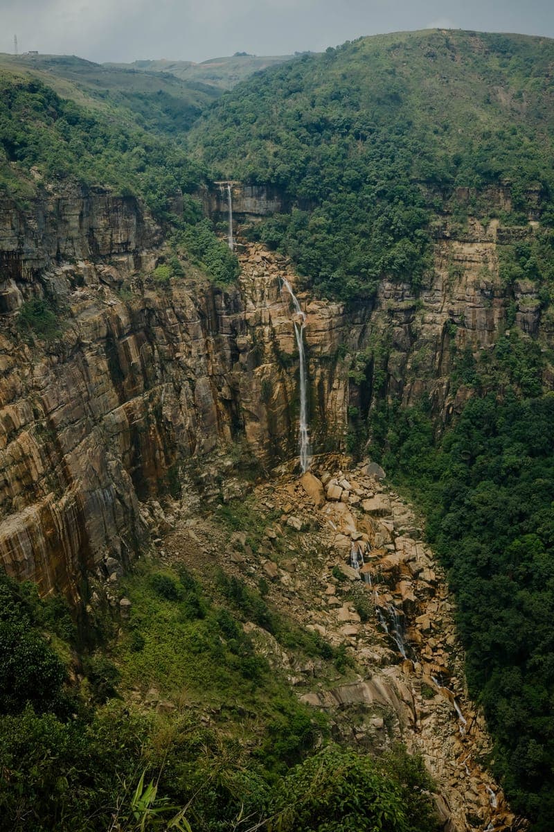 Green cliffs and gorge in the Meghalaya highlands